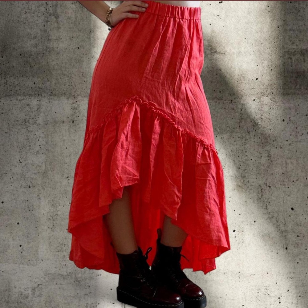 Trina Turk 100% Linen Ruffle Skirt